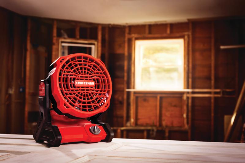 Cordless jobsite fan tool only placed at construction site.