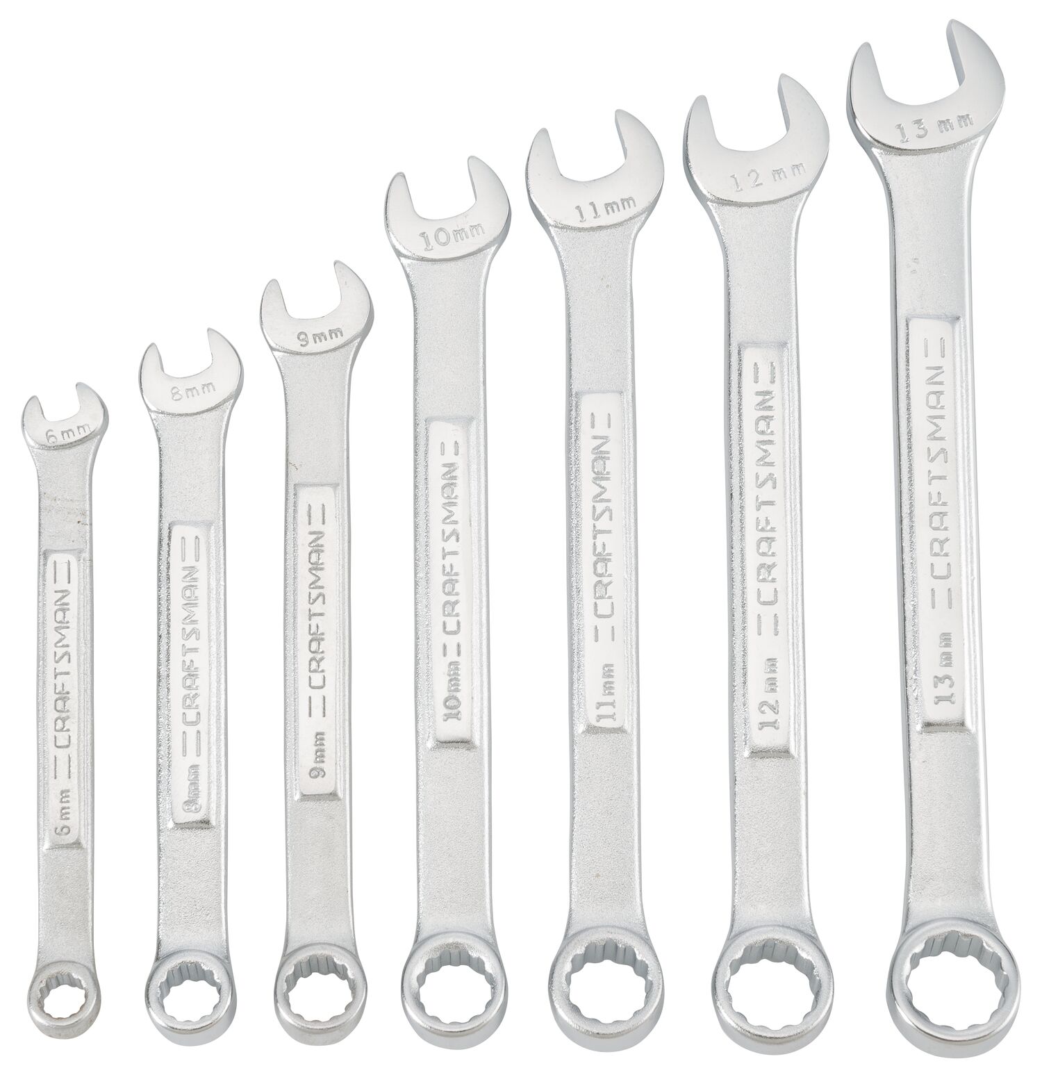 7 piece set 12 point metric standard combination wrench set.